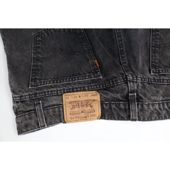 Vintage 90s Levis 550 Orange Tab Mens 40x28 Relaxed Tapered Leg Jeans Black USA